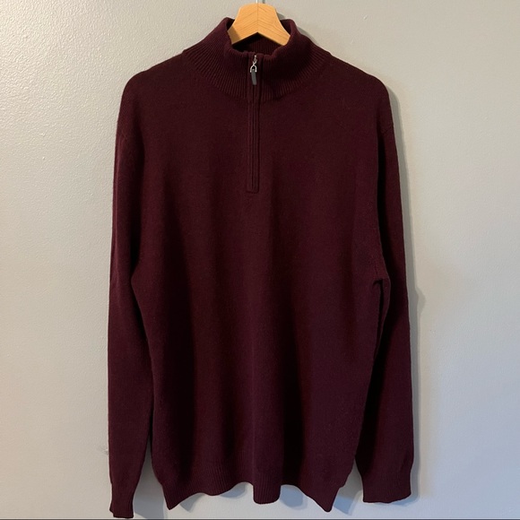 Eric Bompard Other - Eric Bompard Burgundy Cashmere Pullover-High Neck with Zipper Size XXL